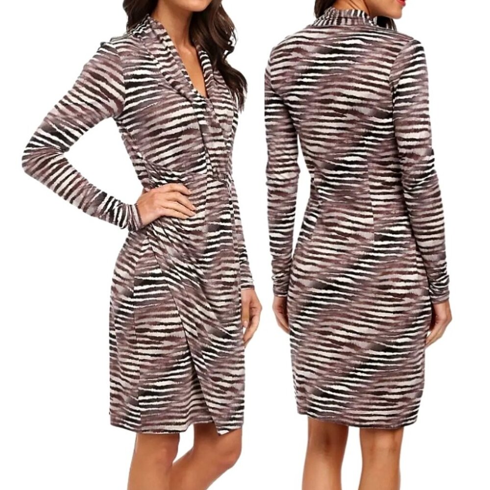 Tommy Bahama Women's Tiger Tide Animal Print V-Neck Long Sleeve Dress Size XS/TP - Picture 1 of 16
